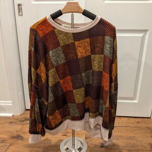 Haptics fine-knit sweater - block print, L